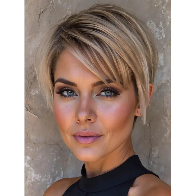Short Blonde Wig Boycuts Monofilament Synthetic 6" Straight Wigs
