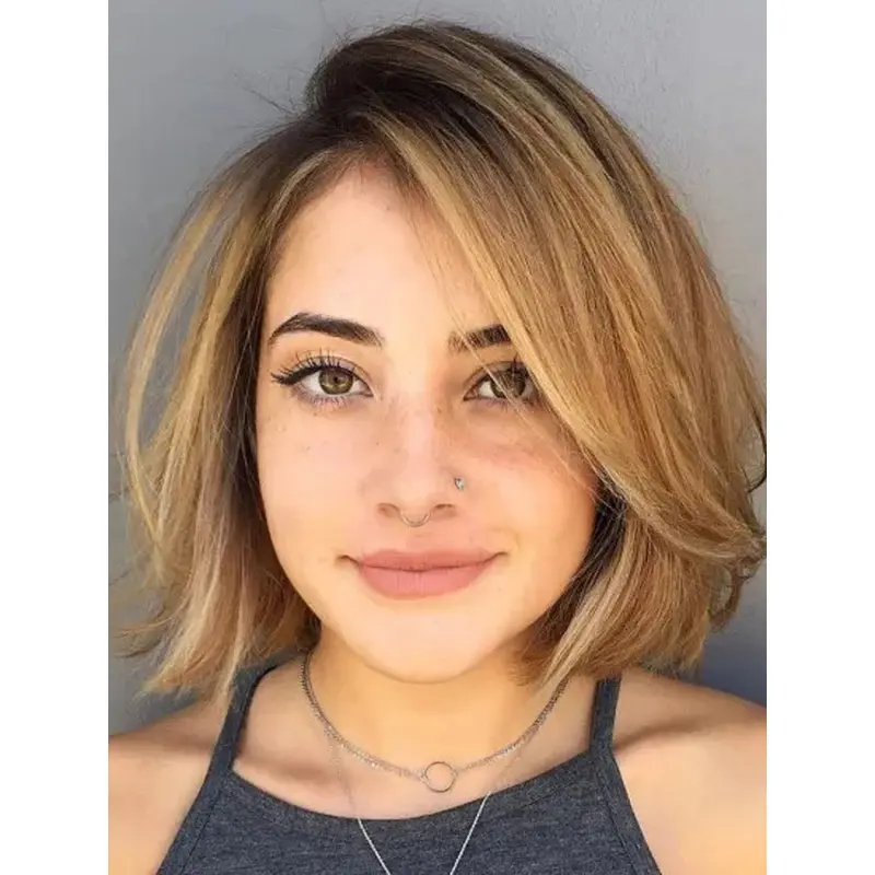 Stylish Lace Wigs Straight Synthetic Shoulder Length Wigs Blonde Wigs