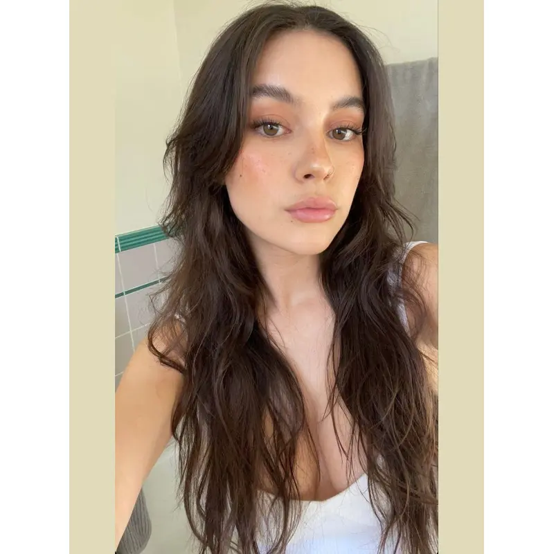 Without Bangs 18" Long Brown Wig Human Hair