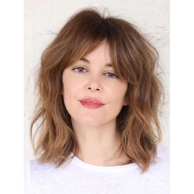 Brown Wig Wavy Wigs Shoulder Length Suitable Lace Front Wigs