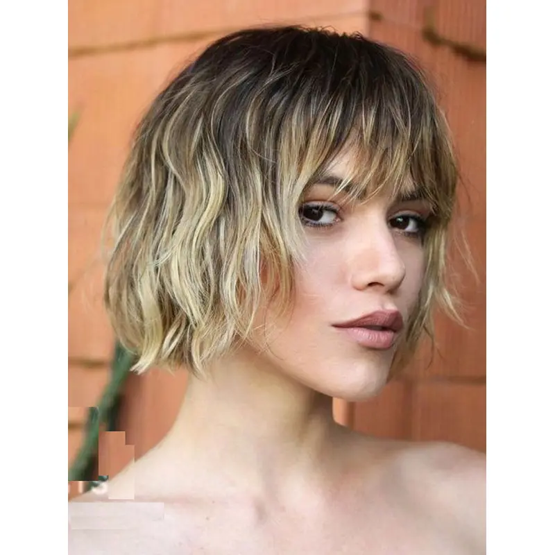 Lace Front Wigs Synthetic Blonde Wigs Wavy Short Bob Wigs