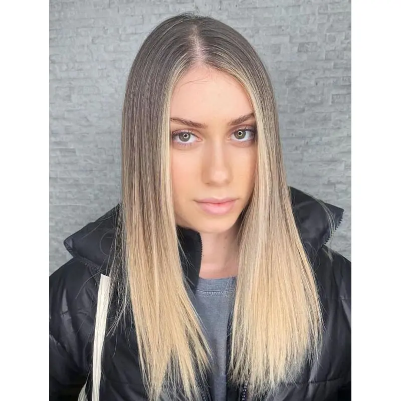 Long Blonde Wig Without Bangs Lace Front Wigs Synthetic Straight Long Wigs