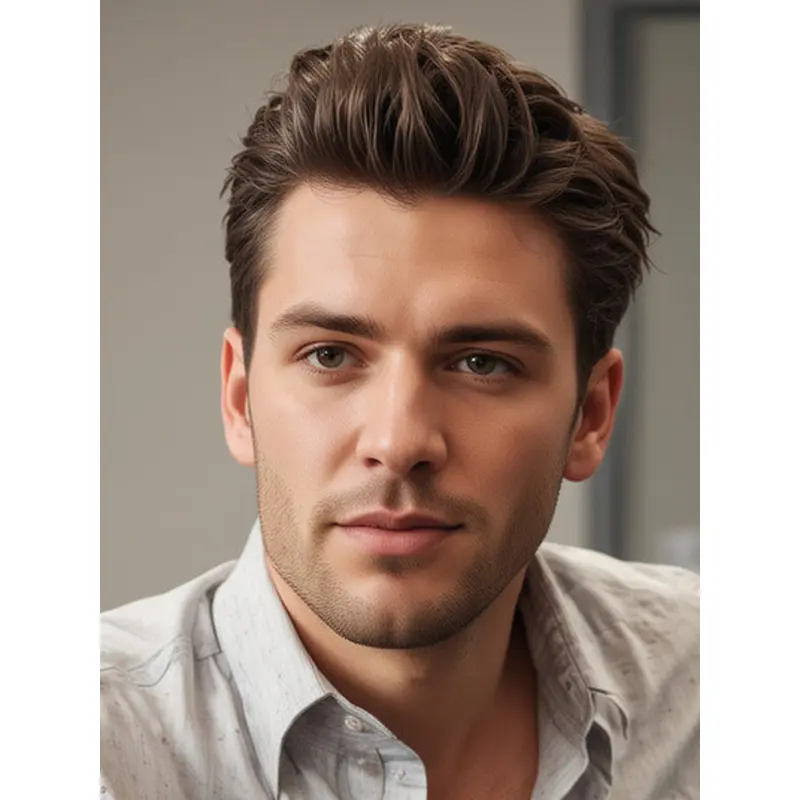 Men'S Lace Front Wigs Brown Sythetic 6" Short Wigs