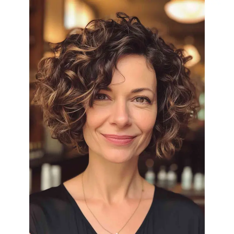 Short Curly Lace Front Wigs 10" Layered Wigs