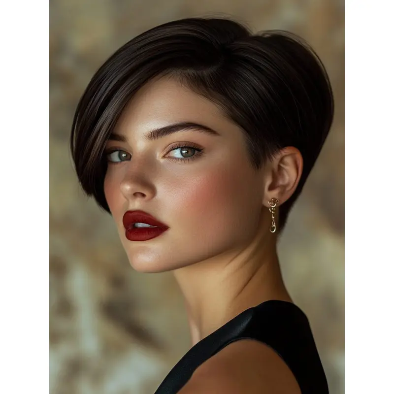 Short Straight Wigs Synthetic Boycuts Lace Front Brown 6" Wigs