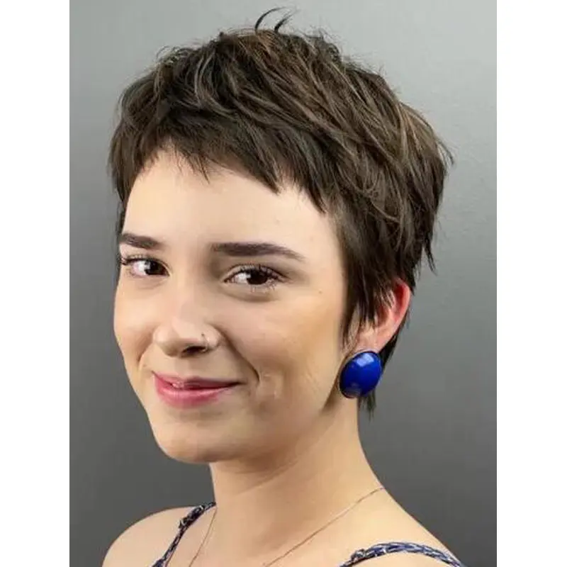 Boycuts Gorgeous Cropped Straight Brown Lace Front Short Pixie Wigs