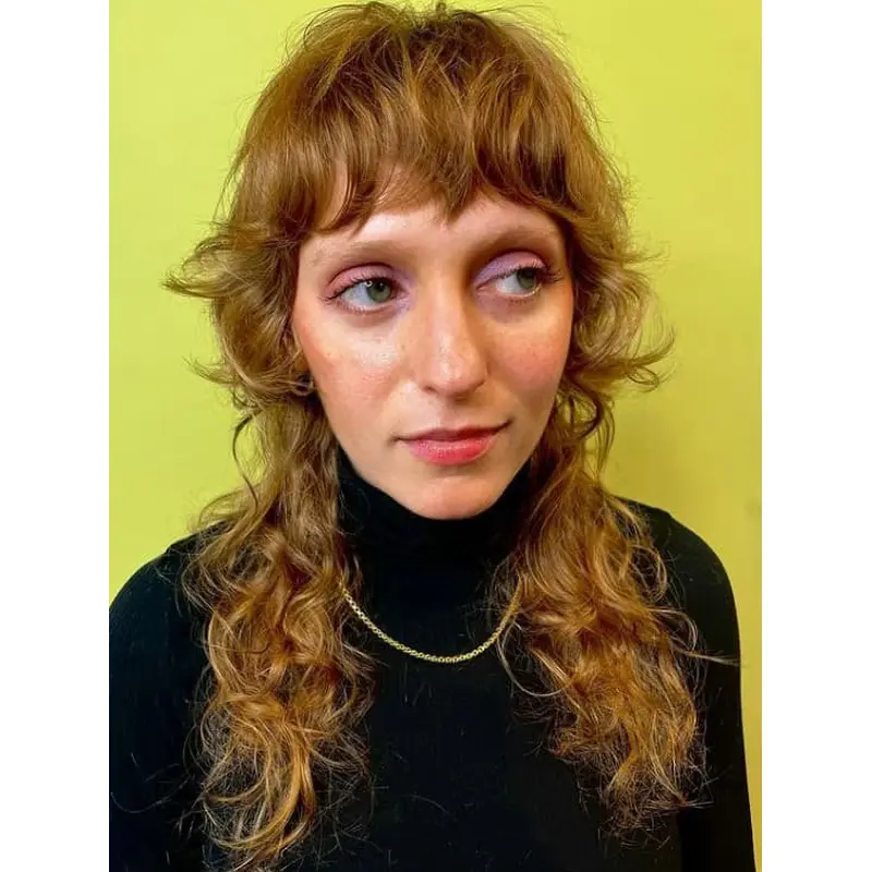 Long Curly Wigs Human Hair 20" Lace Front With Bangs Wigs