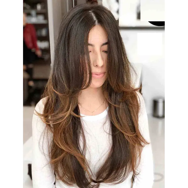 Long Wig Wavy Brown Fashionable Wig Lace Front Layered Long Wigs