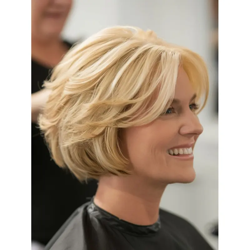 Short Blonde Bob Wig Straight Synthetic 8" Lace Front Wigs