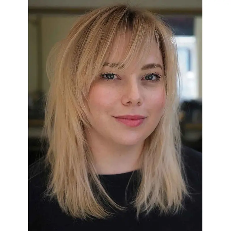 Shoulder Length Wigs With Bangs Synthetic Wigs Lace Straight Wigs