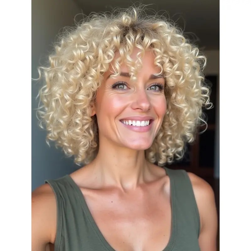 Blonde Curly Wigs For African American 12" Monofilament Synthetic Wigs