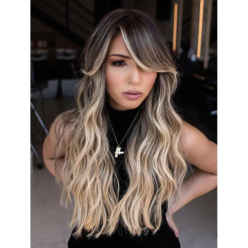 Long Layered Wigs Synthetic Wavy Lace Front Long Blonde Wigs