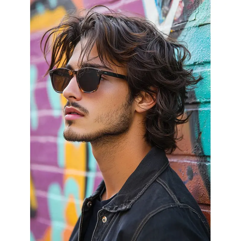 Mens Wig Short Hair Layered Lace Front 8" Wavy Wigs