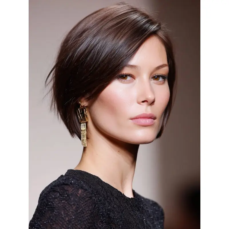 Short Bob Wigs For Women Lace Front With Bangs 6" Straight Wigs