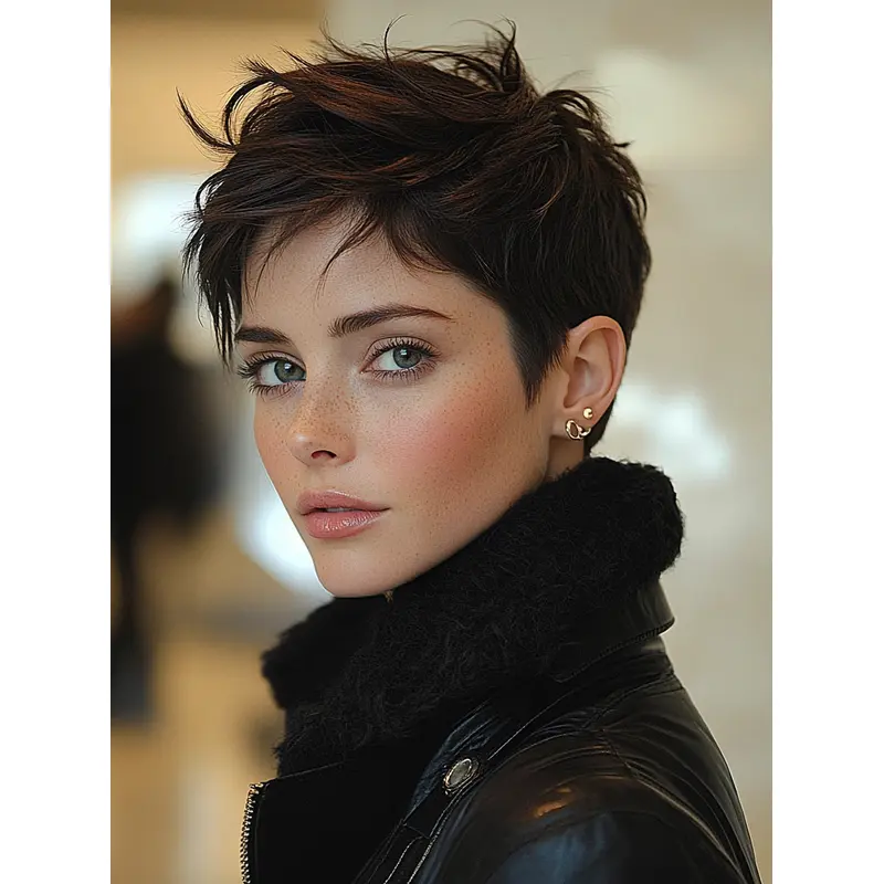 Short Hair Wig Brown Synthetic Lace Front Boycuts Straight 6" Wigs