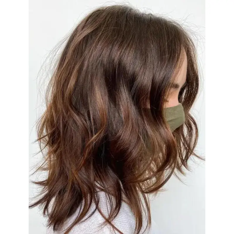 Wigs Human Hair Shoulder Length Lace Front Style Center-Parted Wigs