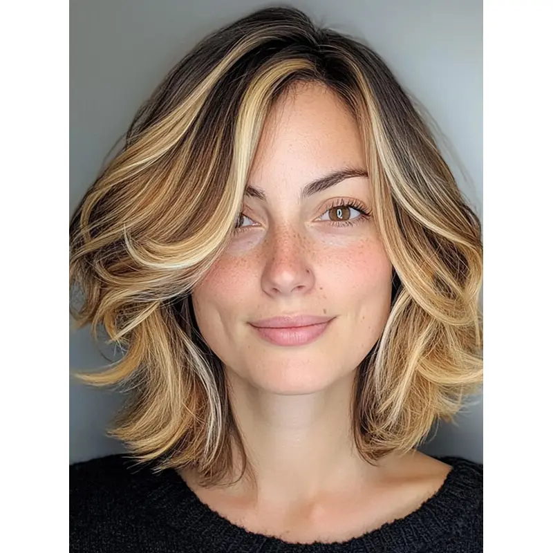 Wigs Medium Length 12" Lace Front Wavy Remy Human Hair Layered Blonde Wigs