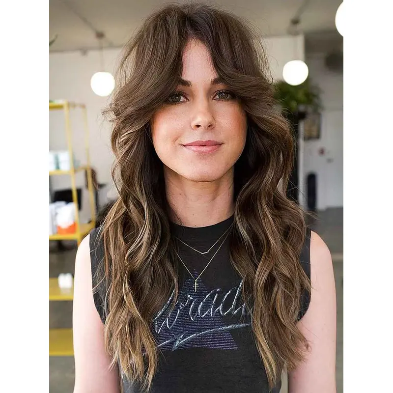 Layered Remy Human Hair Monofilament 18" Long Wigs For Women