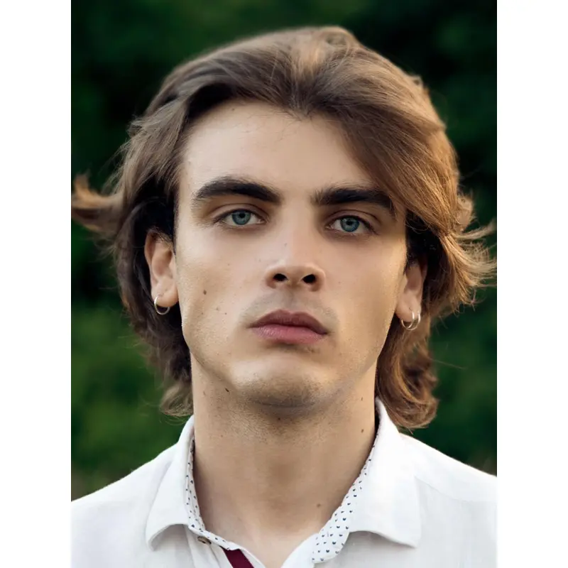 Mens Blonde Wig Layered 12" Wavy Shoulder Length Wigs