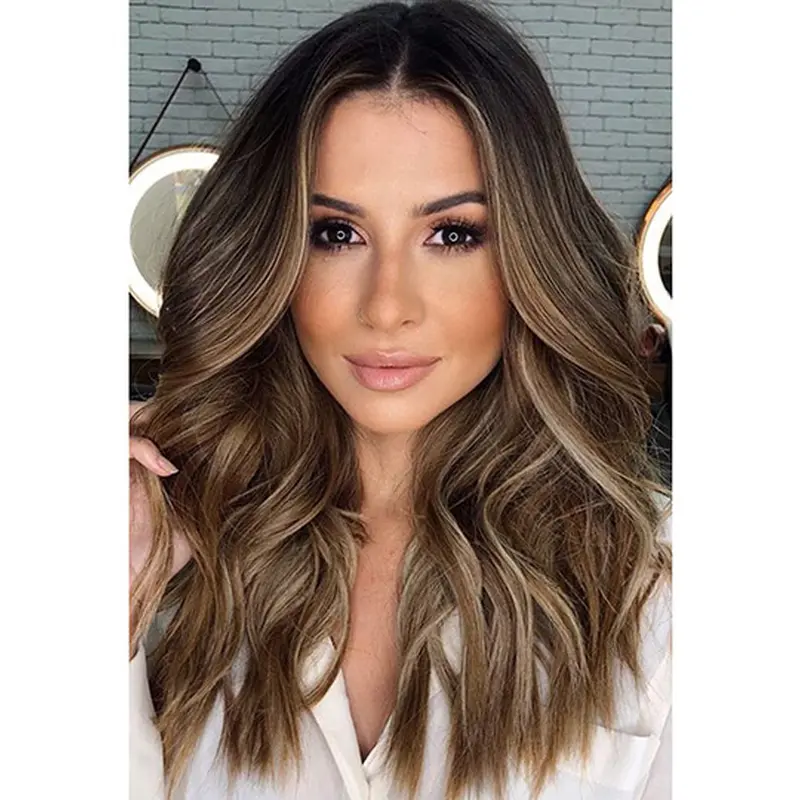 Monofilament Wavy 16" Long Blonde Human Hair Wigs