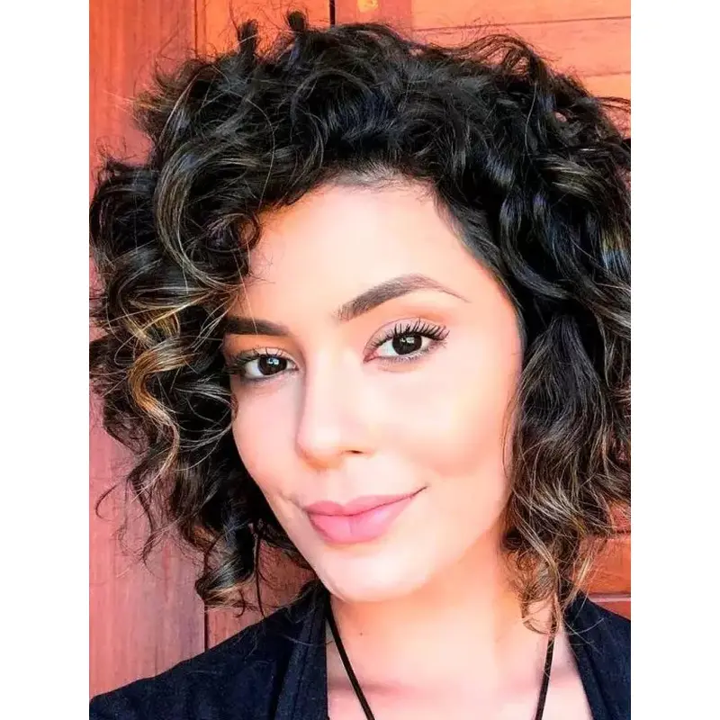 Short Curly Wigs Chin Length Lace Wigs Synthetic Fashion Wigs