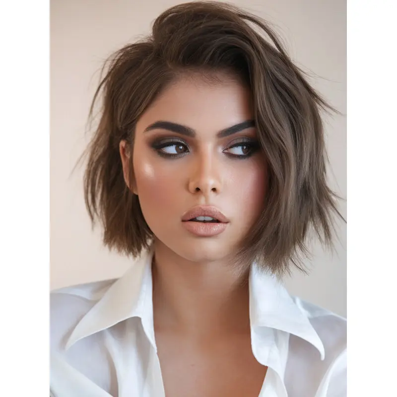 Short Pixie Cut Wigs Brown Bobs Synthetic 8" Monofilament Straight Wigs