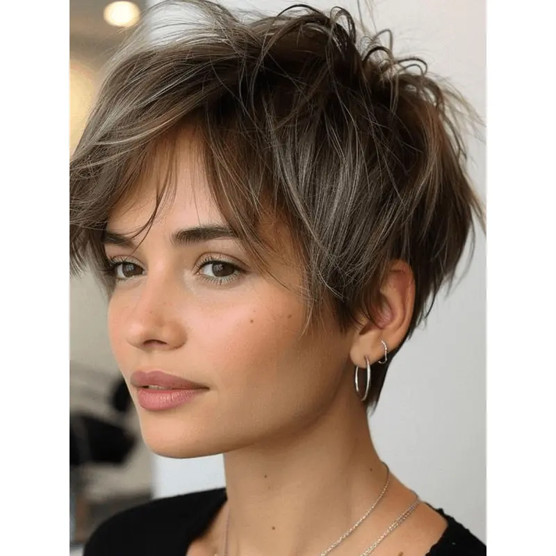 Short Wet And Wavy Wig 4" Monofilament Boycuts Wigs