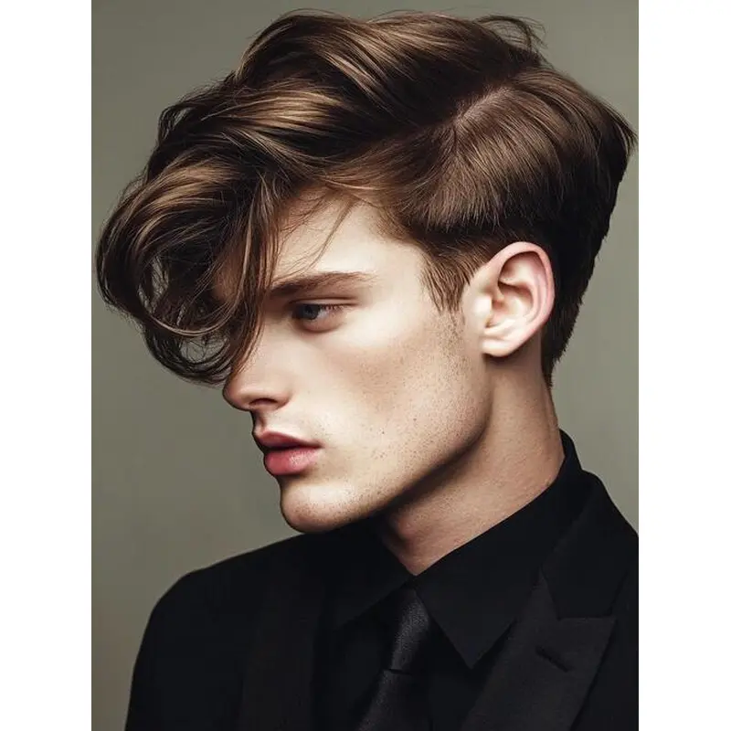 Men Short Hair Wig Layered Red Wavy Wigs