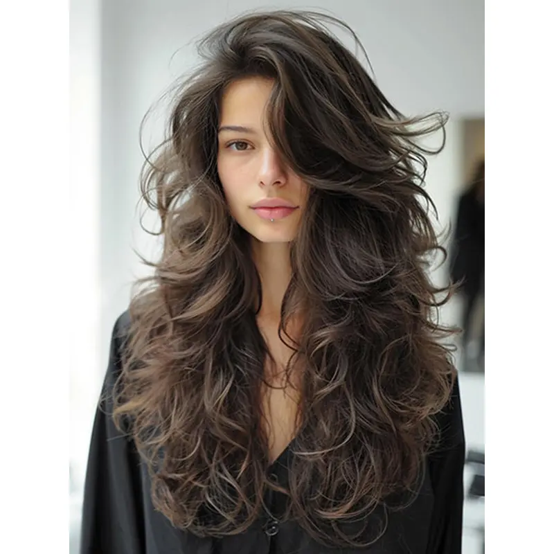 Remy Human Hair 20" Monofilament Long Brown Wig