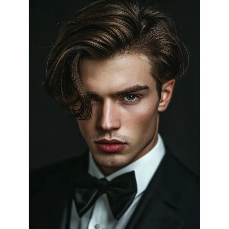 Short Men Wig With Bangs Monofilament 6" Wavy Wigs