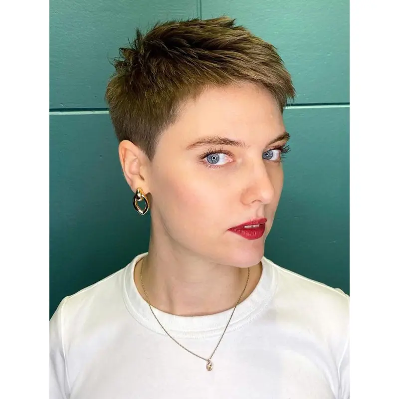 Short Sassy Wigs Brown Synthetic Straight Wig Classic Short Pixie Wigs