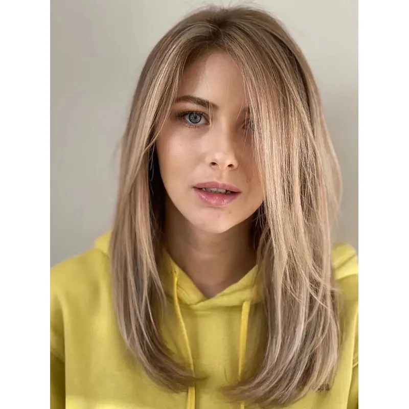 Wigs Blonde Long Straight Lace Front Synthetic Wig Layered Wigs
