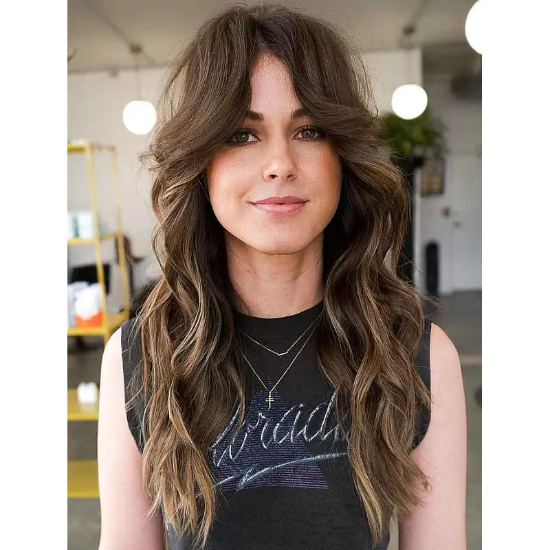 Wigs Long Hair Best Wavy Synthetic Brown Wig Lace Long Layered Wigs