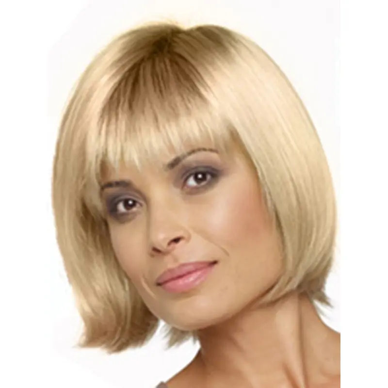 Cool Blonde Straight Chin Length Bob Wigs