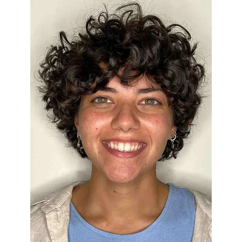 Natural Looking Short Wigs For African American Brown 8" With Bangs Wigs