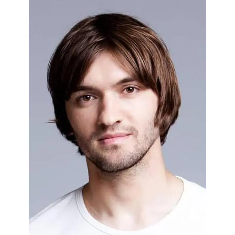 No-fuss Monofilament Straight Brown Synthetic Mop Wigs