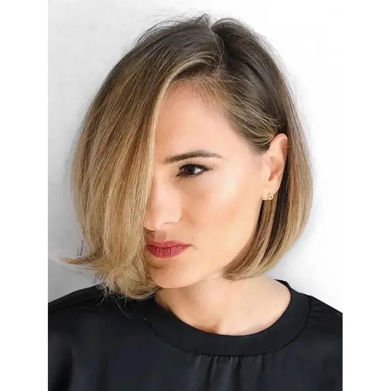 Party Wigs Lace Front Blonde Synthetic Straight Bob Wigs