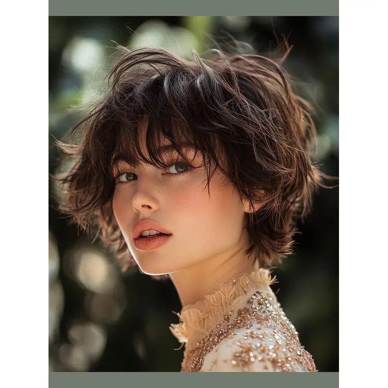 Short Bob Wigs Human Hair Straight 8" Brown Monofilament Wigs