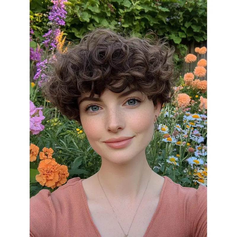 Short Curly Wigs Lace Front Remy Human Hair 6" Bobs Brown Wigs