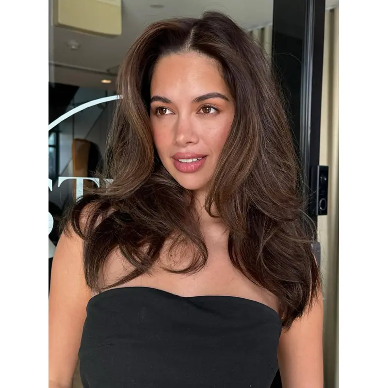 16" Wavy Lace Front Long Brown Hair Wigs