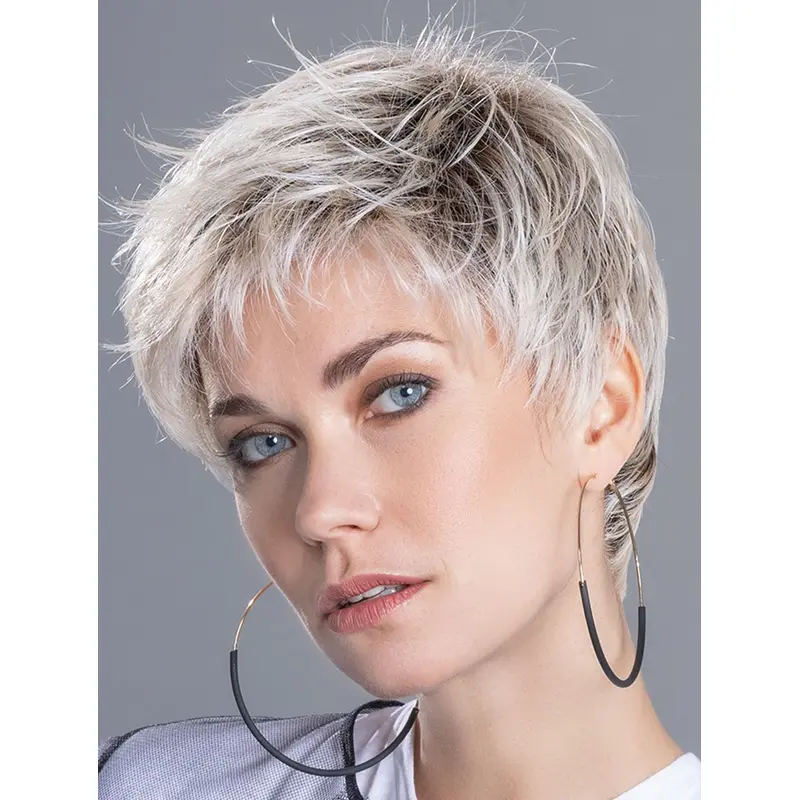 3" Straight Monofilament Blonde Hairstyles Short Ladies Wigs