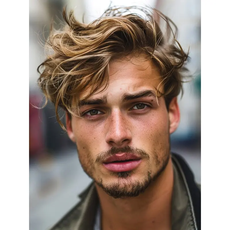 Lace Wigs For Men With Bangs Remy Human Hair Wavy 4" Wigs