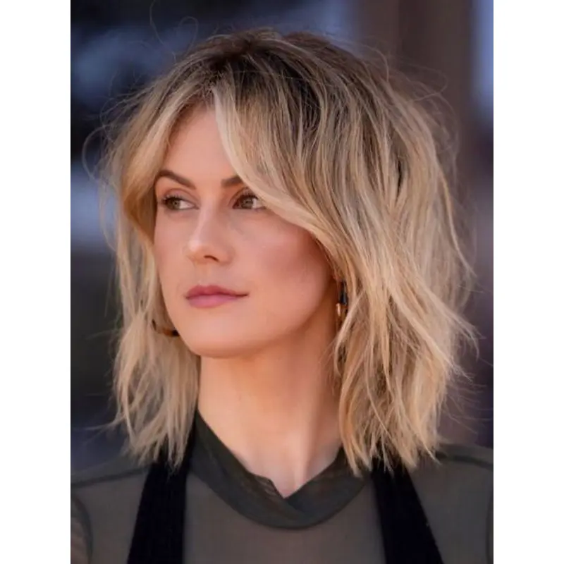 Layered Wigs Medium Length Monofilament Straight Blonde 12" Synthetic Wigs