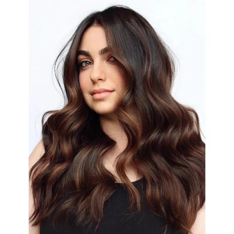 Long Brown Wigs Synthetic Wavy Lace Wig Beautiful Balayage Wigs Long Hair