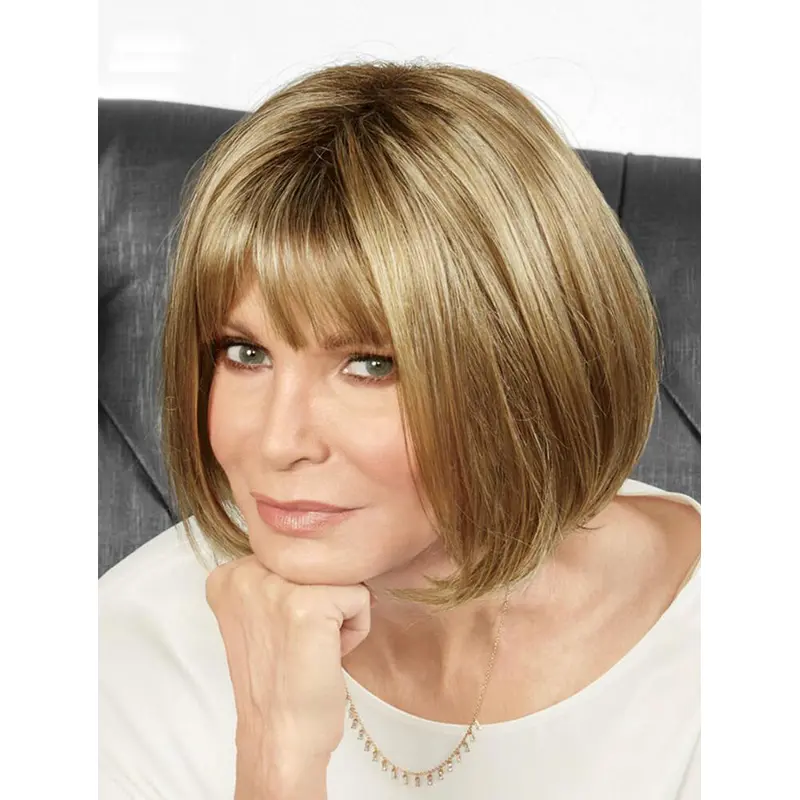 Durable Blonde Synthetic Straight Durable Medium Wigs For Women