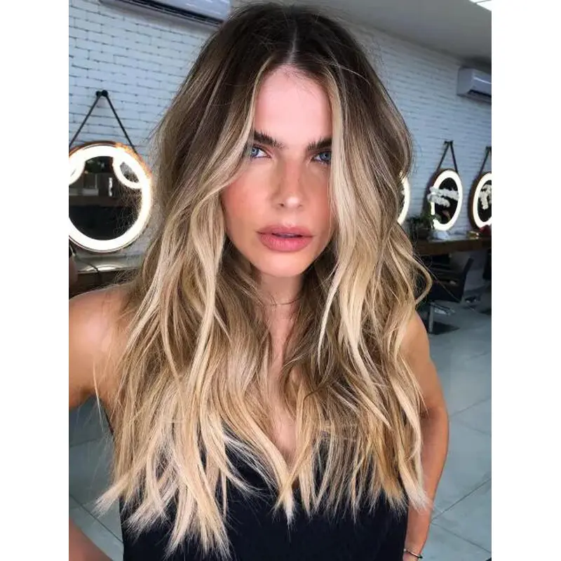 Long Blonde Wigs Wavy Synthetic Lace Wig Gorgeous Balayage Long Hair Wigs