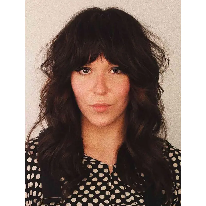 Long Shag Wigs Brown Synthetic Lace Wig With Bangs Long Hair Wigs