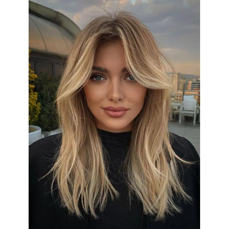 Long Wigs With Bangs 18" Monofilament With Bangs Synthetic Wigs