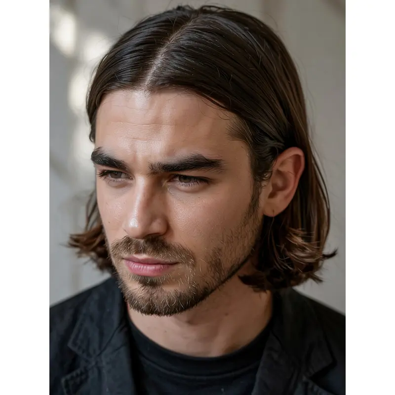 Male Wig Bobs Brown Wavy 10" Remy Human Hair Wigs