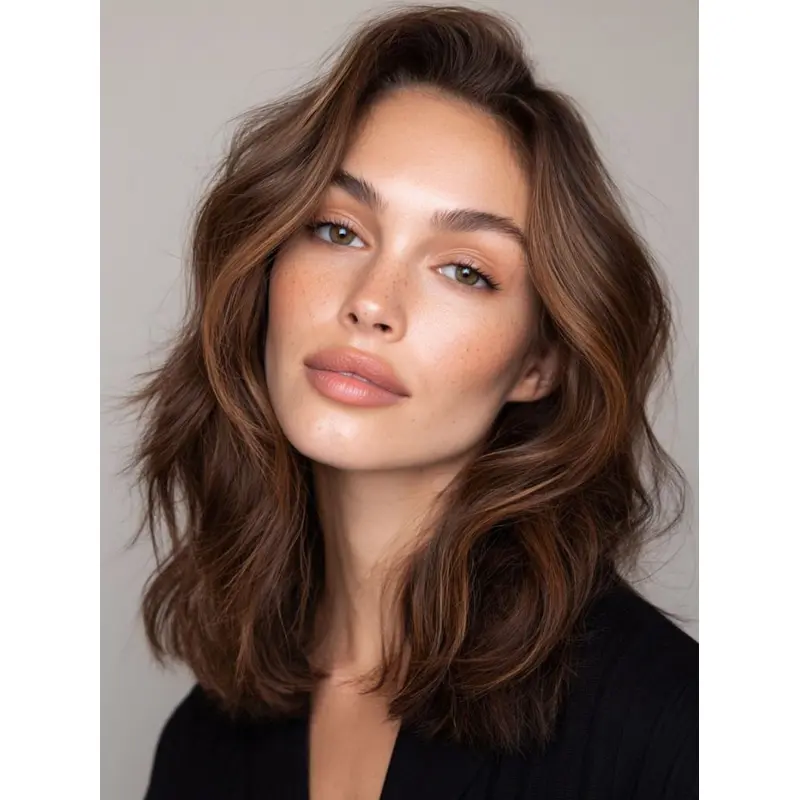 Medium Length Lace Front Wigs Brown 14" Bobs Wigs